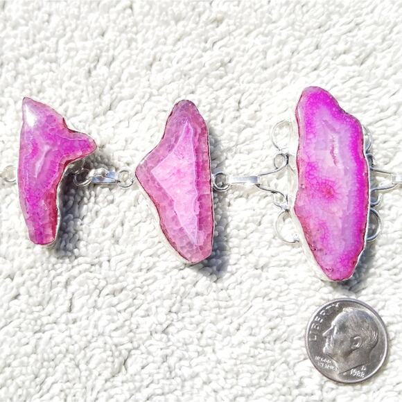 New Slice Crystal Druzy Sterling Silver Bracelet - Picture 4 of 8